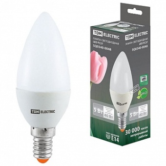 Лампа светодиодная FС37-5 Вт-220 В -4000 К–E14 SQ0340-0048 TDM